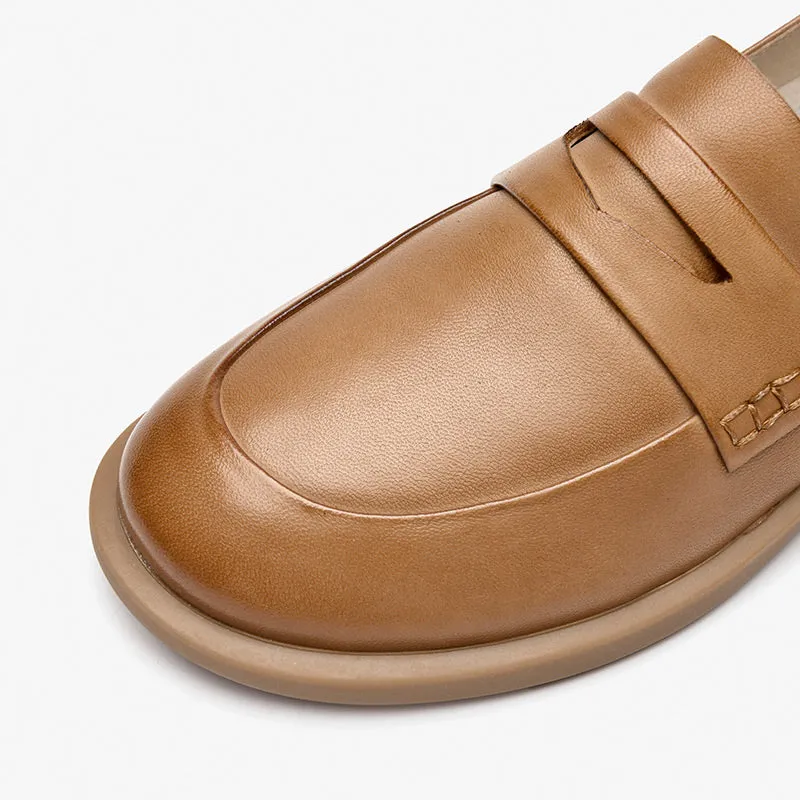 BeauToday Leather Penny Loafers for Women