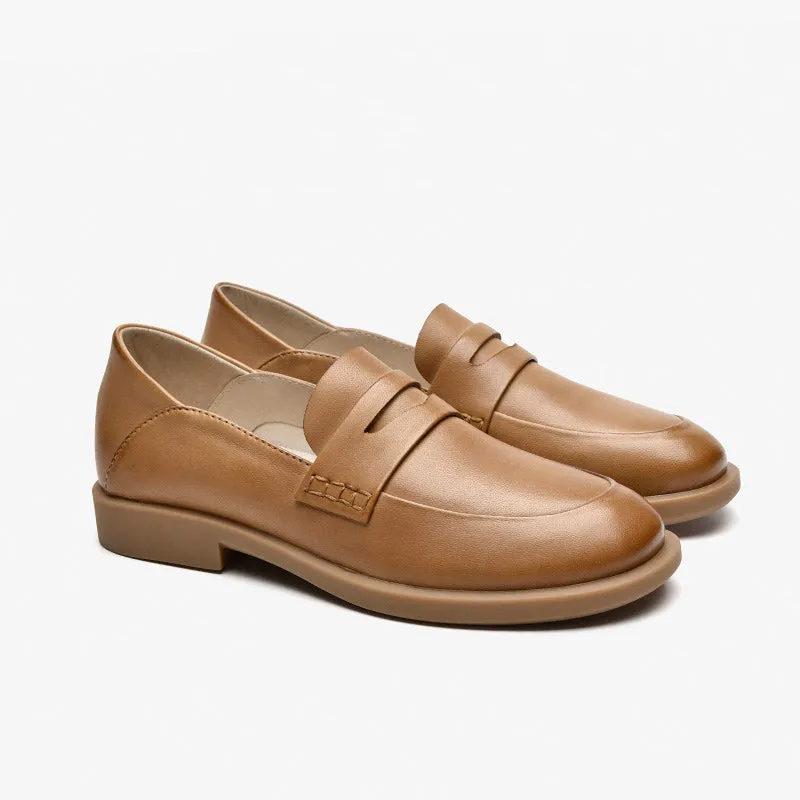 BeauToday Leather Penny Loafers for Women