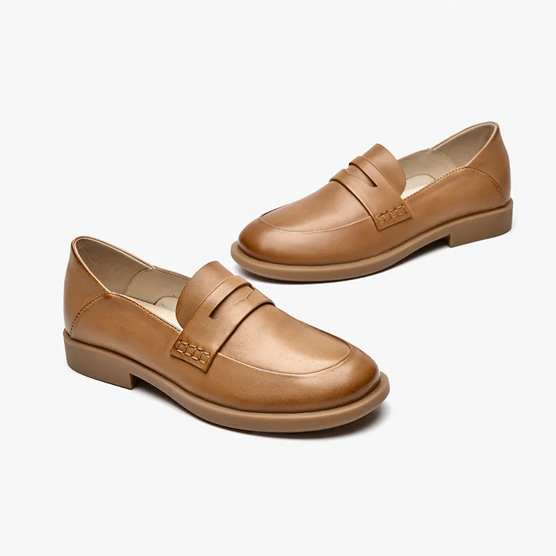 BeauToday Leather Penny Loafers for Women