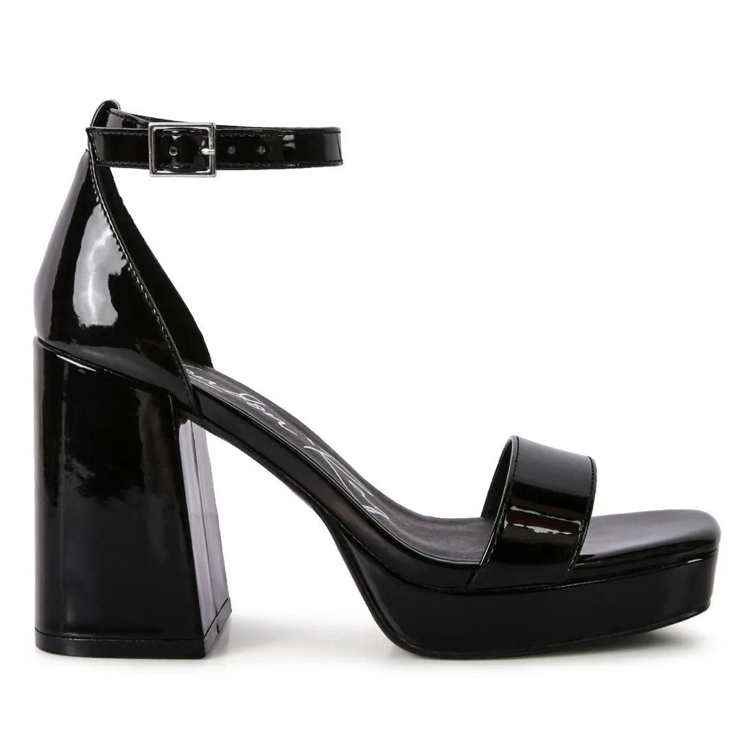 Black High Block Heeled Platform Sandals