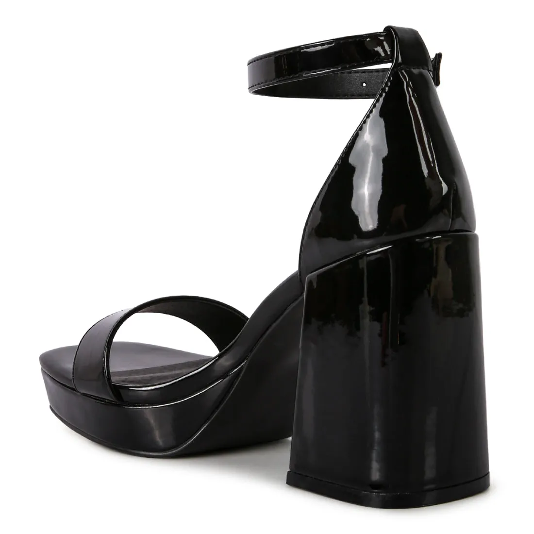Black High Block Heeled Platform Sandals