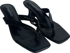 boohoo Black Low Heel Square Toe Post Heeled Mules UK 5 EU 38 👠