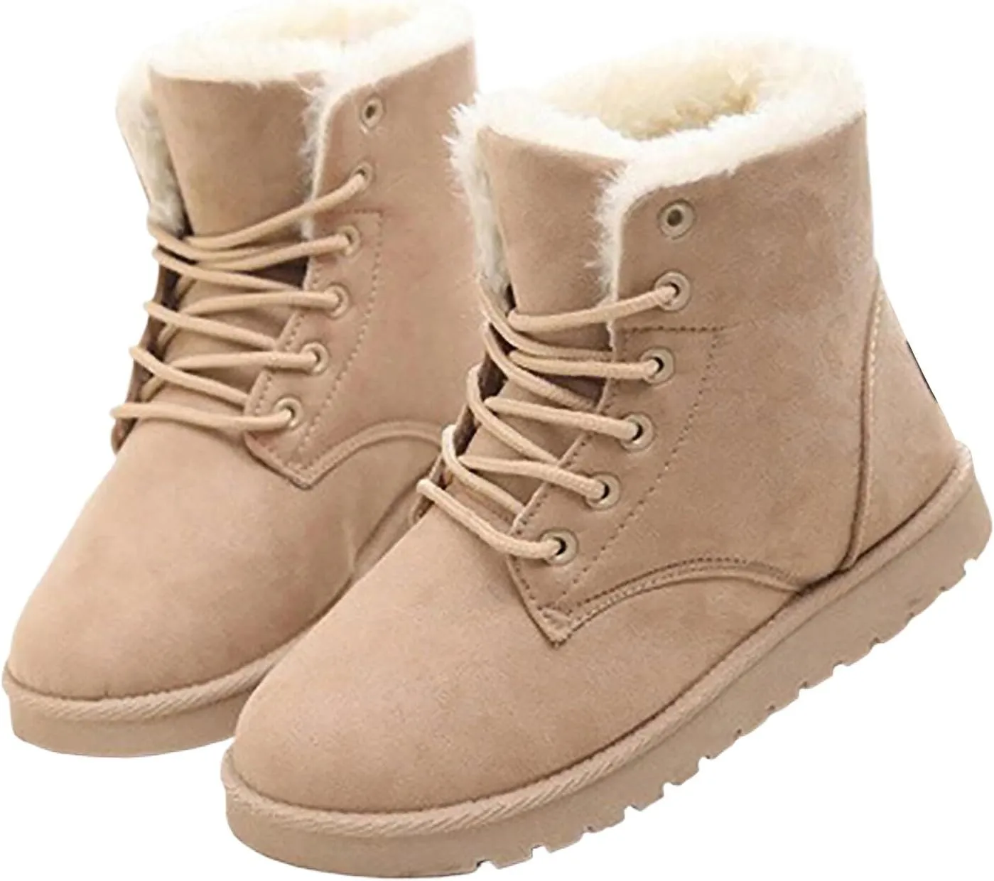 Boots for Women Fur Lined Warm Comfortable Plush Women Boots Lug Sole Platform Outdoor Dressy Snow Shoes