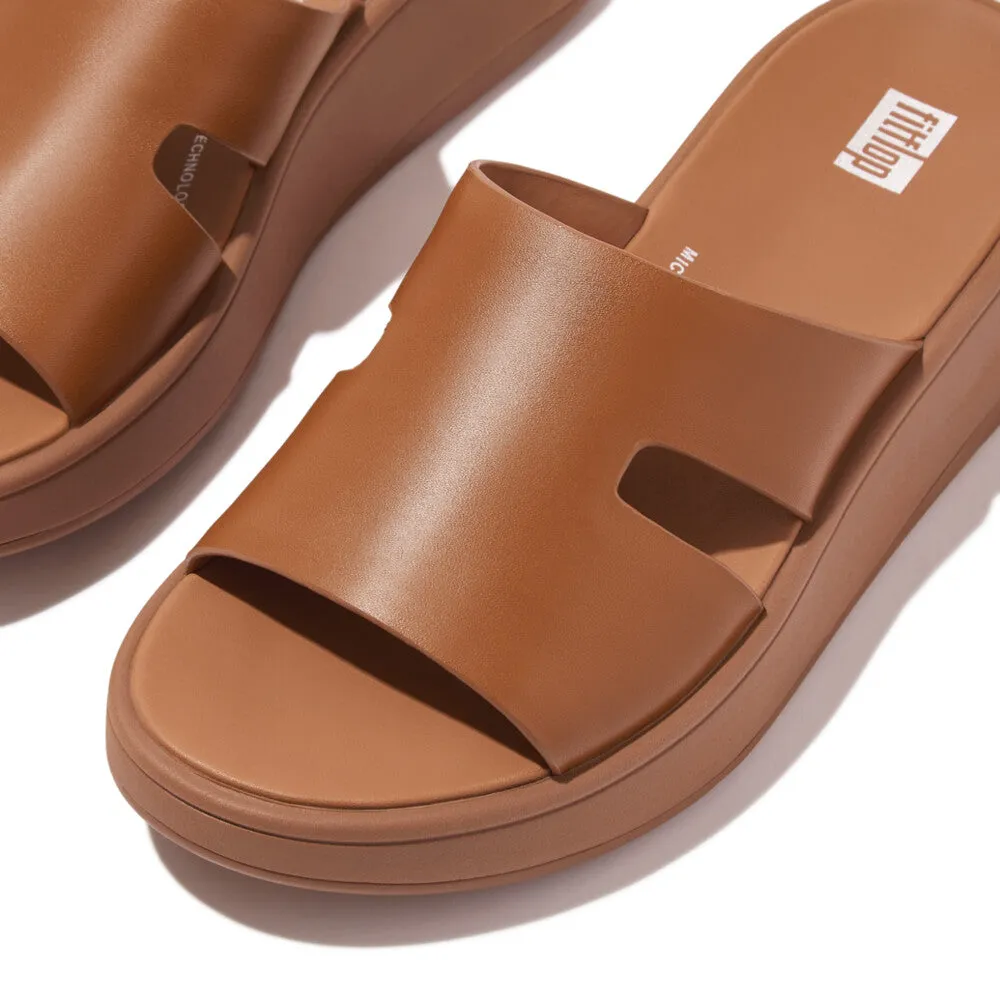 Fitflop F-Mode Raw Edge Flatform H-Bar Slides Light Tan