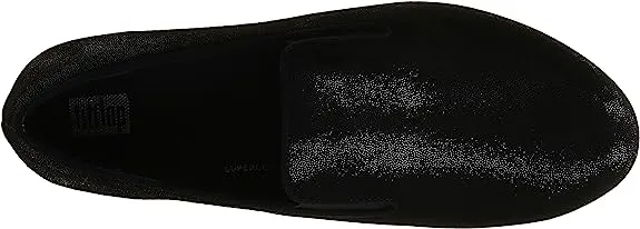 FitFlop Superskate All Black Leather Slip On Rounded Toe Flat Fashion Loafers
