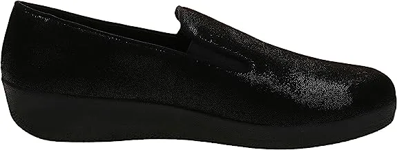 FitFlop Superskate All Black Leather Slip On Rounded Toe Flat Fashion Loafers
