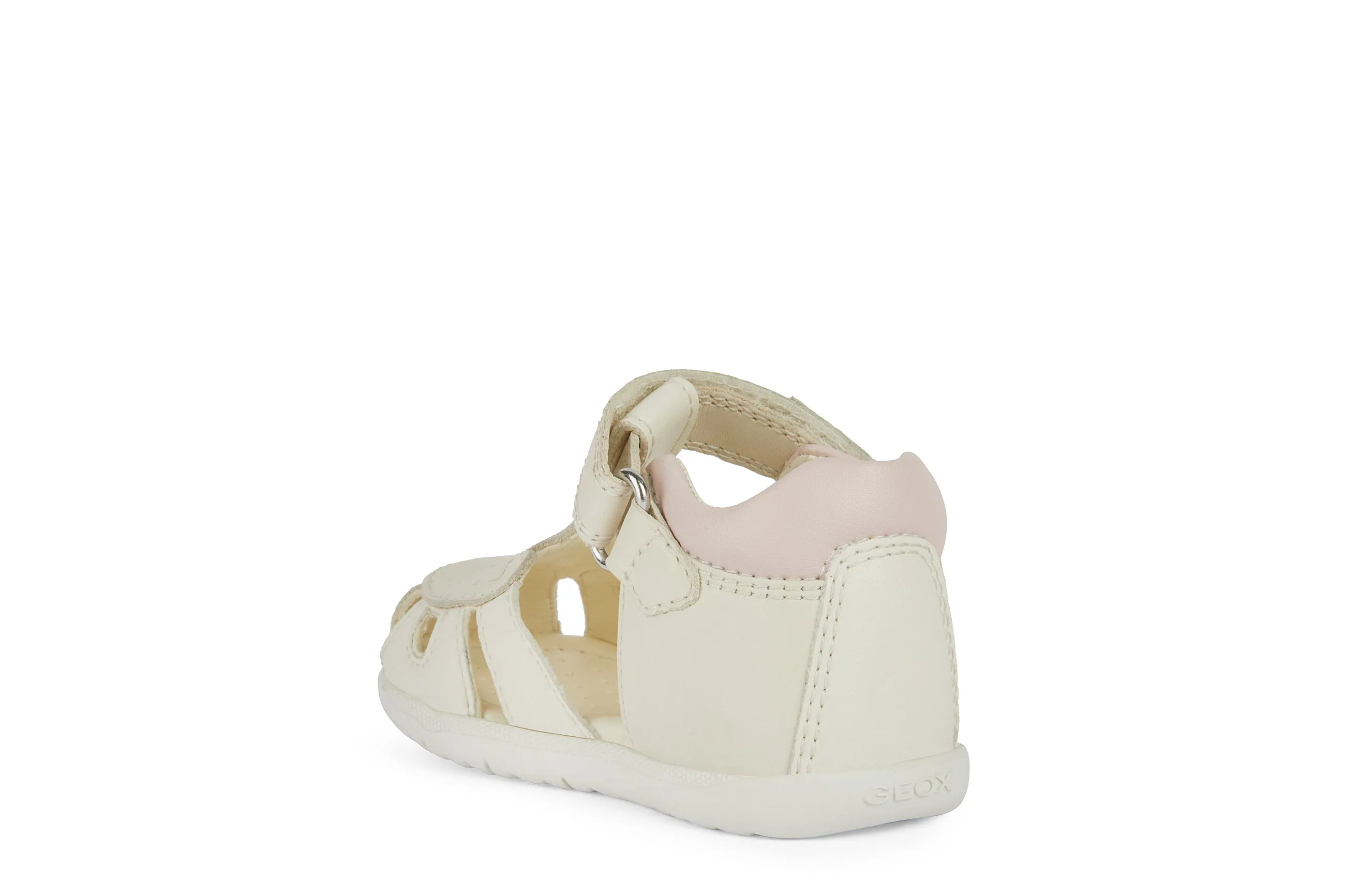 Geox Macchia Girls Light Ivory Kitten Closed Toe Sandal