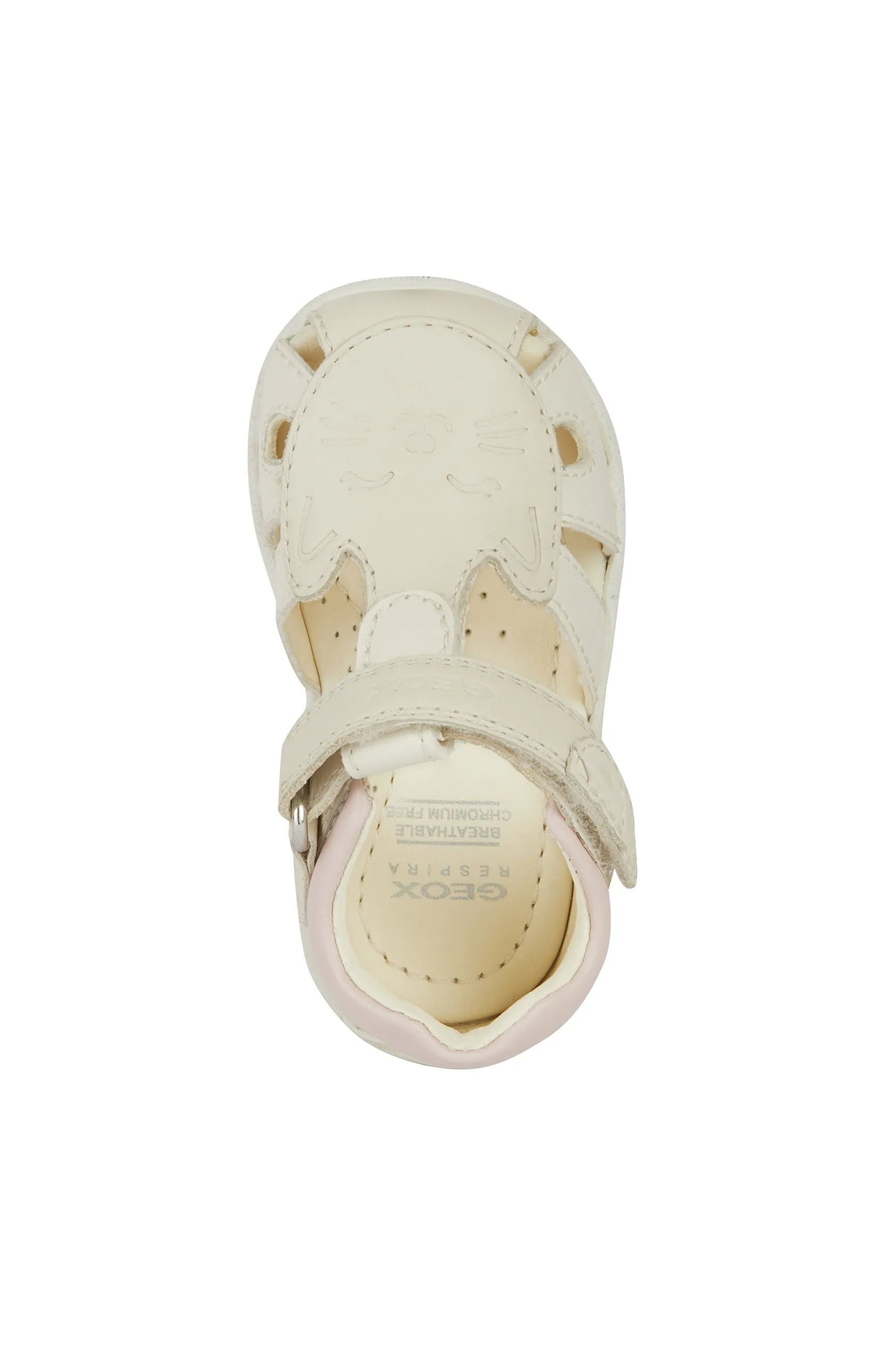 Geox Macchia Girls Light Ivory Kitten Closed Toe Sandal