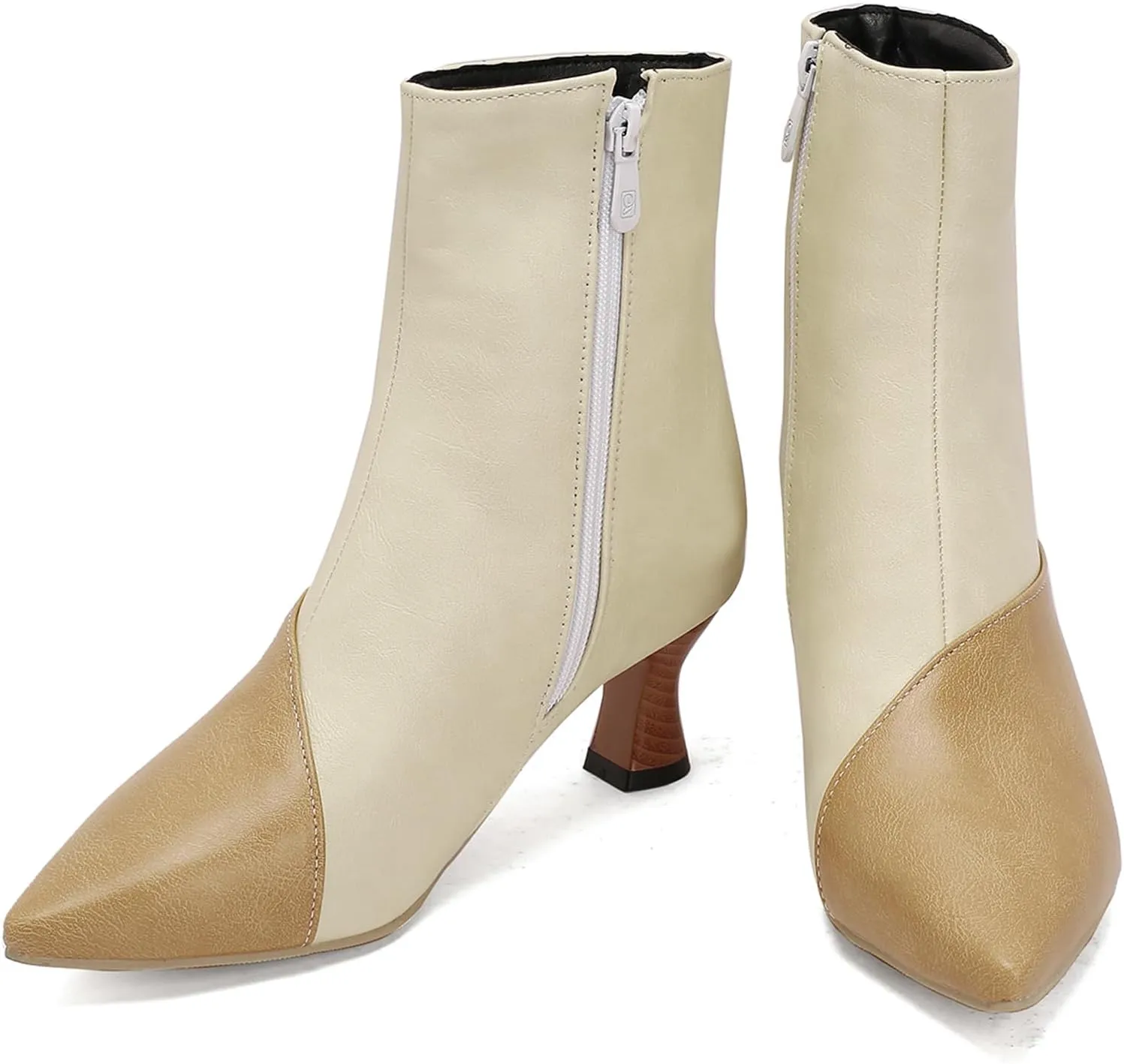 Gicoiz Women Pointed Toe Elegant Kitten Heels Ankle Boots