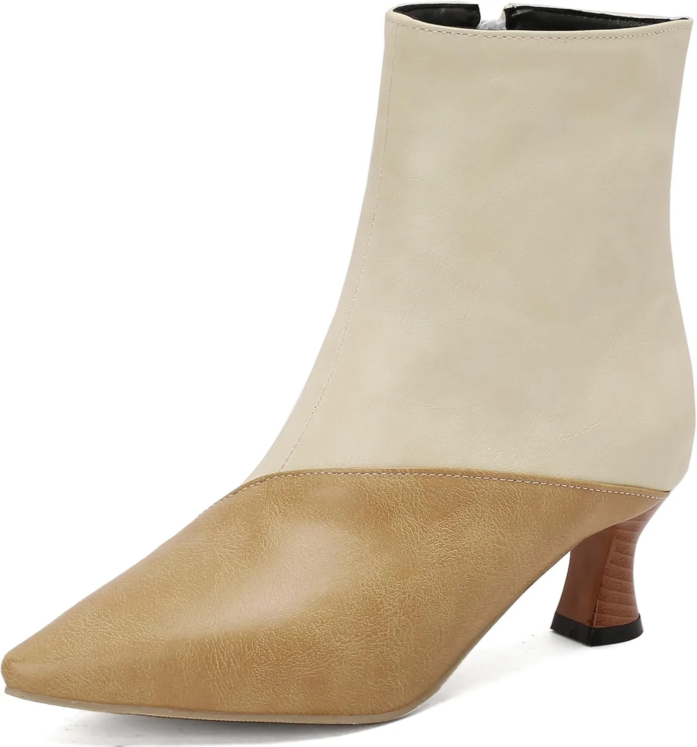 Gicoiz Women Pointed Toe Elegant Kitten Heels Ankle Boots