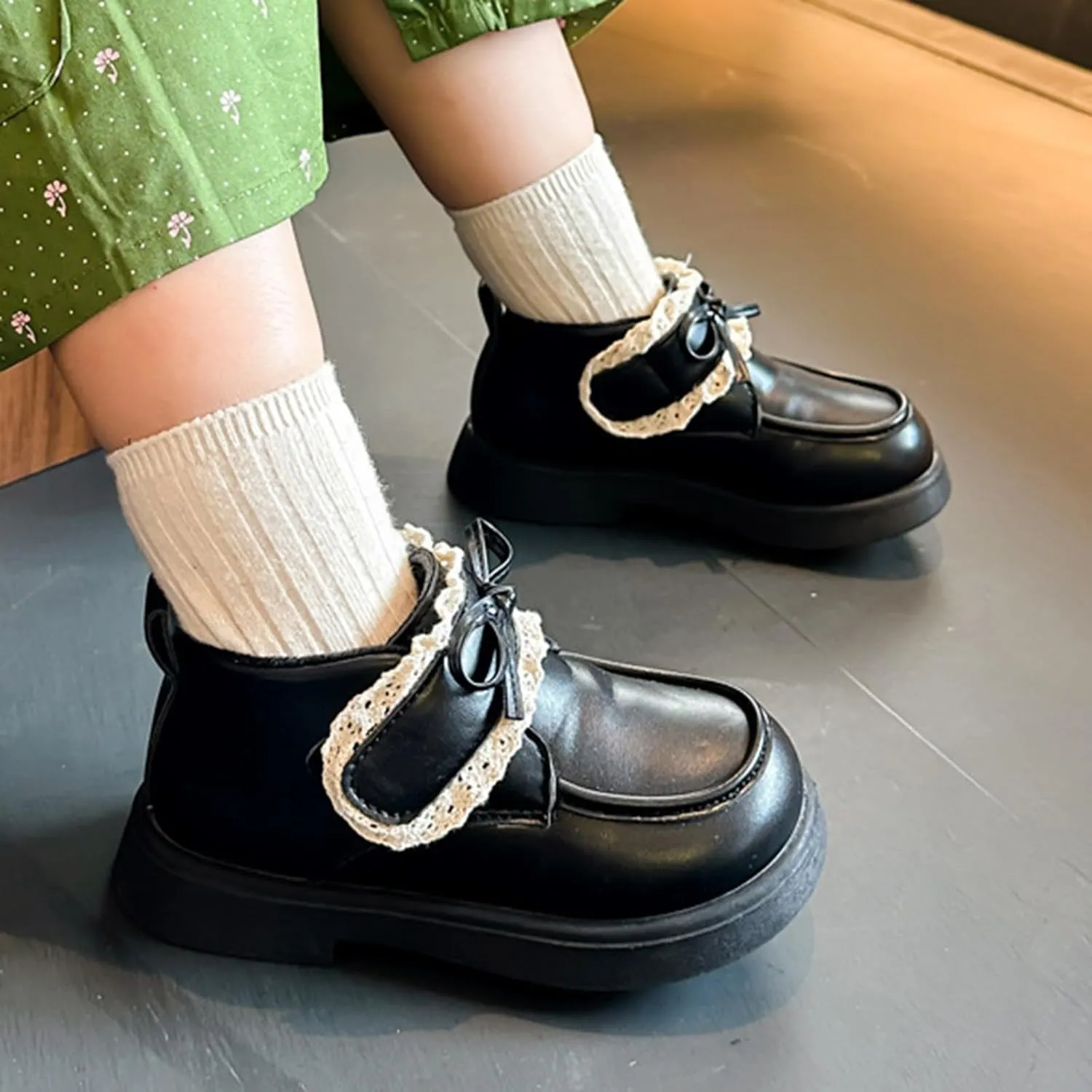 Girls Plush Liner Ankle Boots Toddler Leather Lace up Snow Boots Comfortable Warm Walking Boots Outdoor