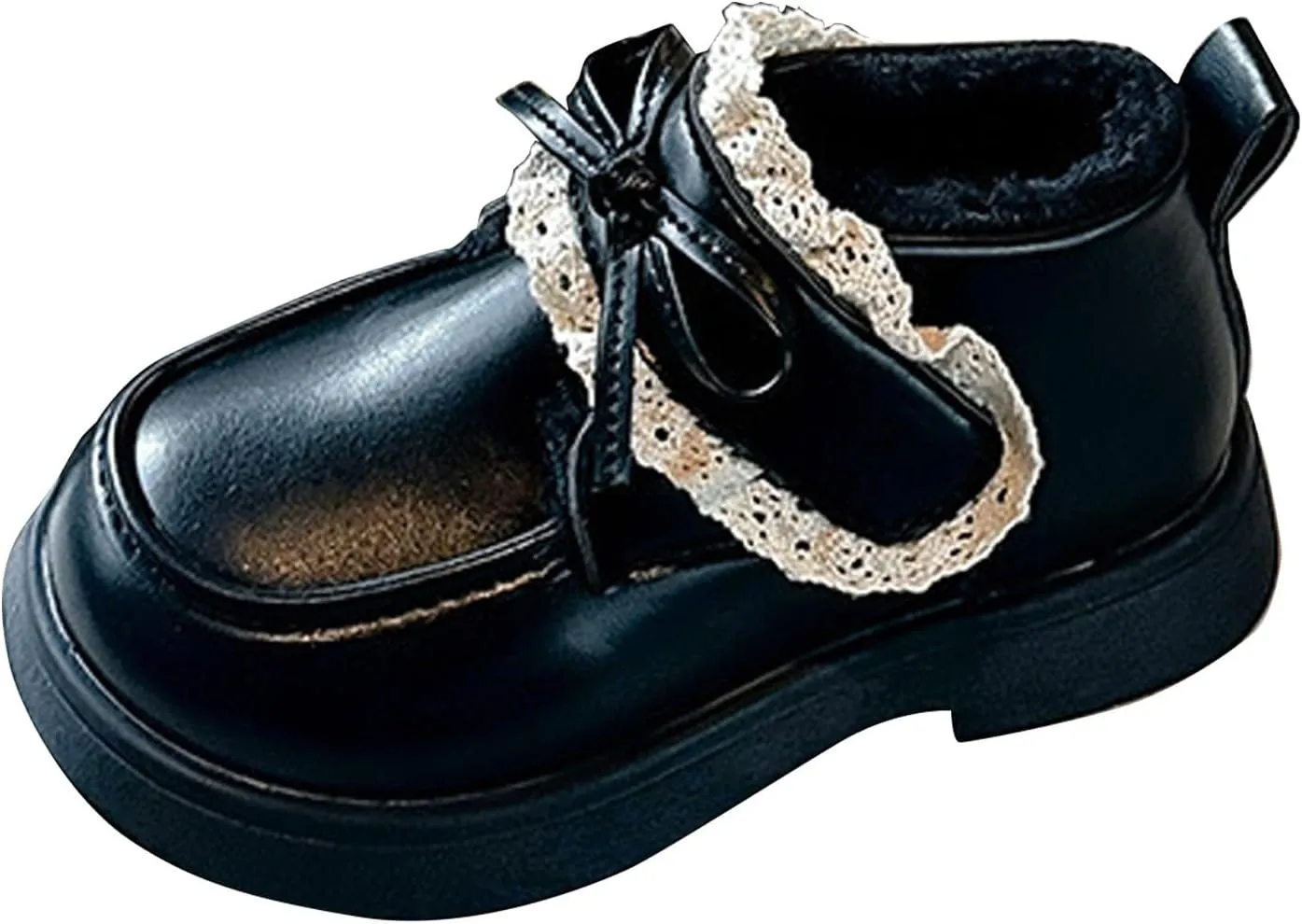 Girls Plush Liner Ankle Boots Toddler Leather Lace up Snow Boots Comfortable Warm Walking Boots Outdoor
