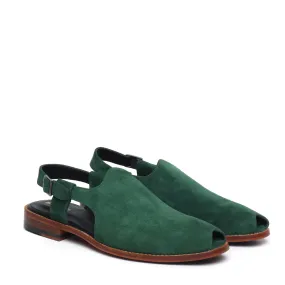 Green Light Weight Peshawari Sandals in Suede Leather For Men By Brune & Bareskin