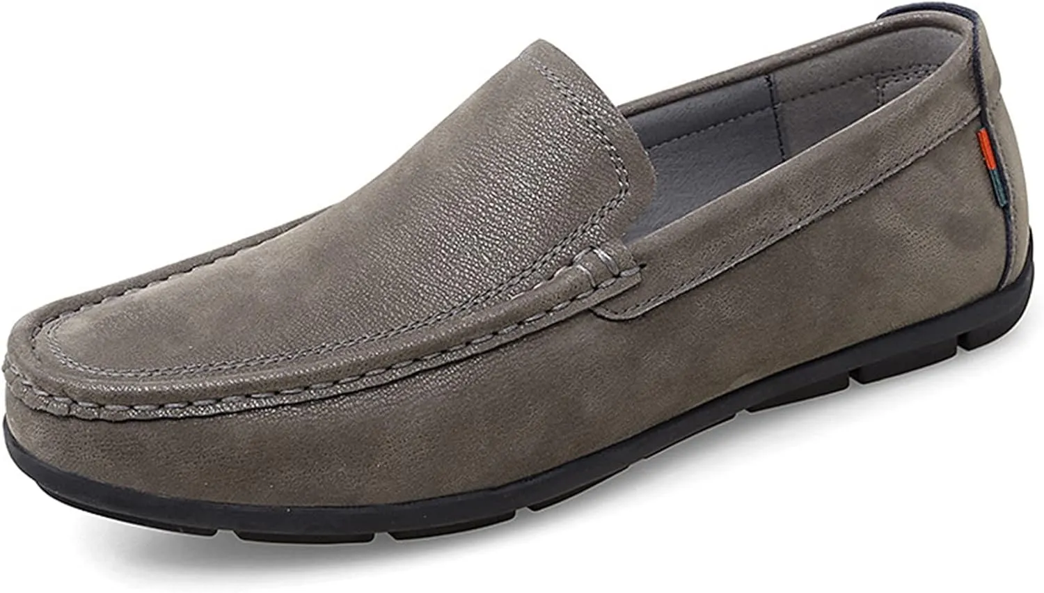 HOOENG Loafer Shoes Driving Moccasins for Men Genuine Leather Round Toe Stitching Details Soft Flat Heel Comfortable Driving Slip on