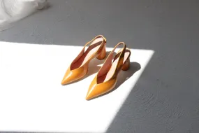 Italian Made Premium Leather Pointed Toe Slingback Heels by Franco Colli Milano ~ Euro 39