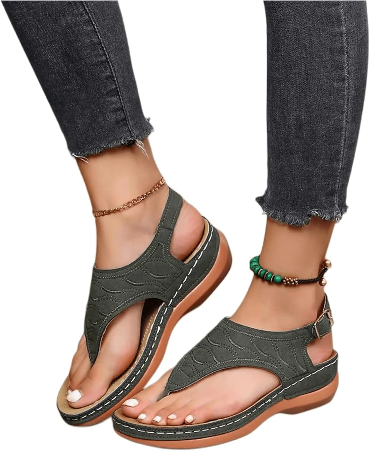 Ladmiple Summer Sandals For Women 2023 Trendy Dressy Orthotic Flip Flops Slip On Orthopedic Slippers with Arch Support