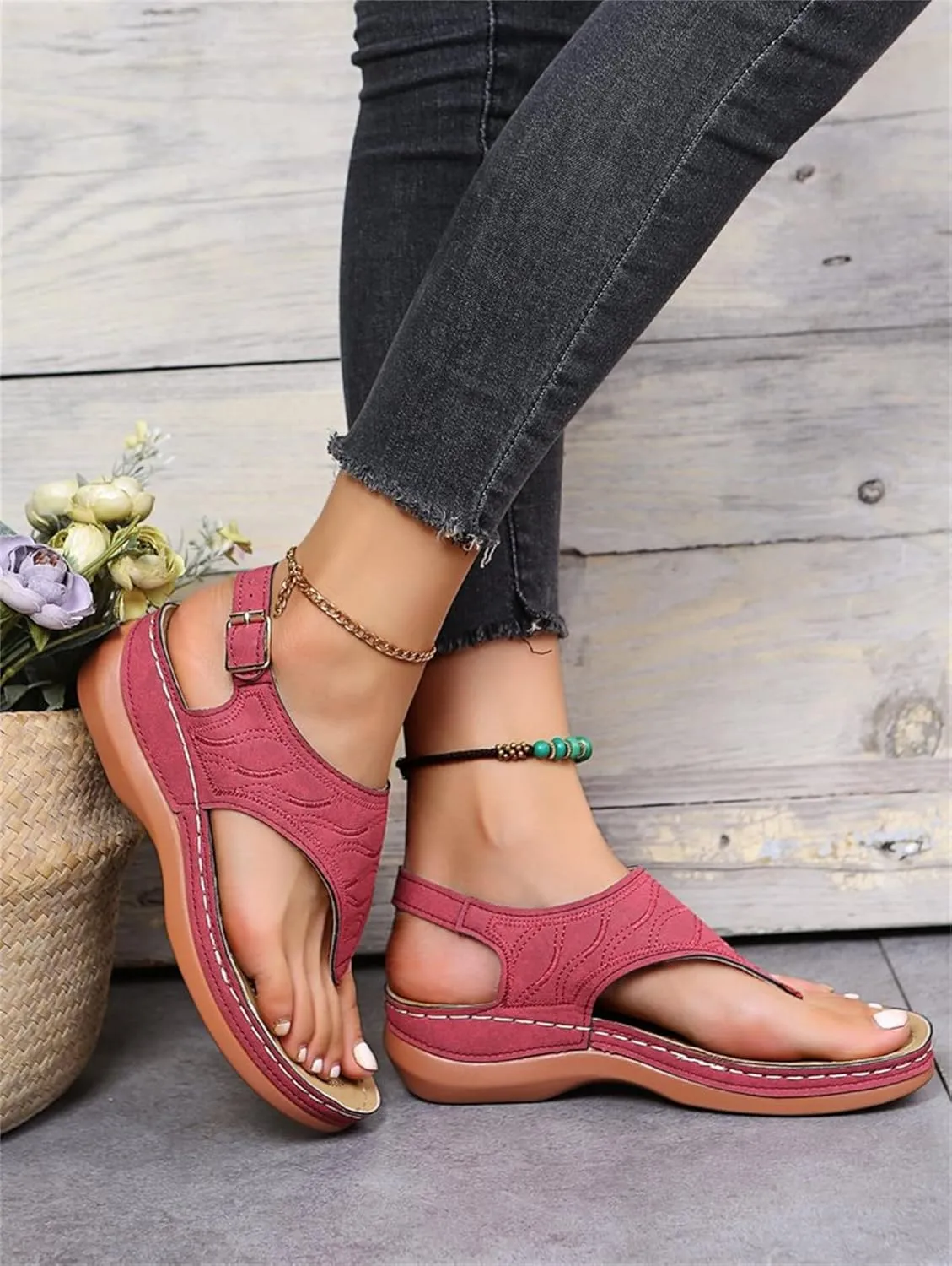 Ladmiple Summer Sandals For Women 2023 Trendy Dressy Orthotic Flip Flops Slip On Orthopedic Slippers with Arch Support