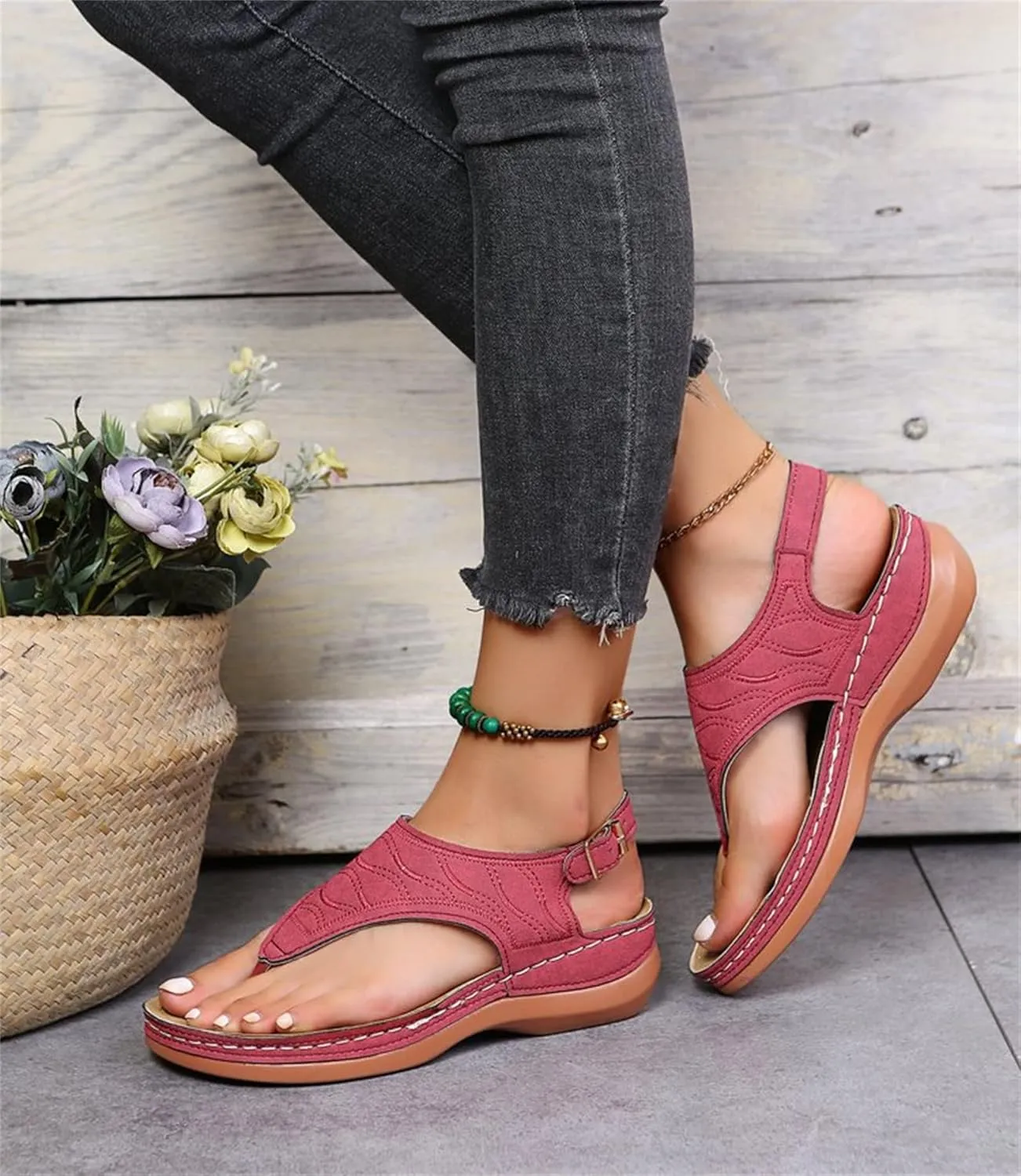 Ladmiple Summer Sandals For Women 2023 Trendy Dressy Orthotic Flip Flops Slip On Orthopedic Slippers with Arch Support