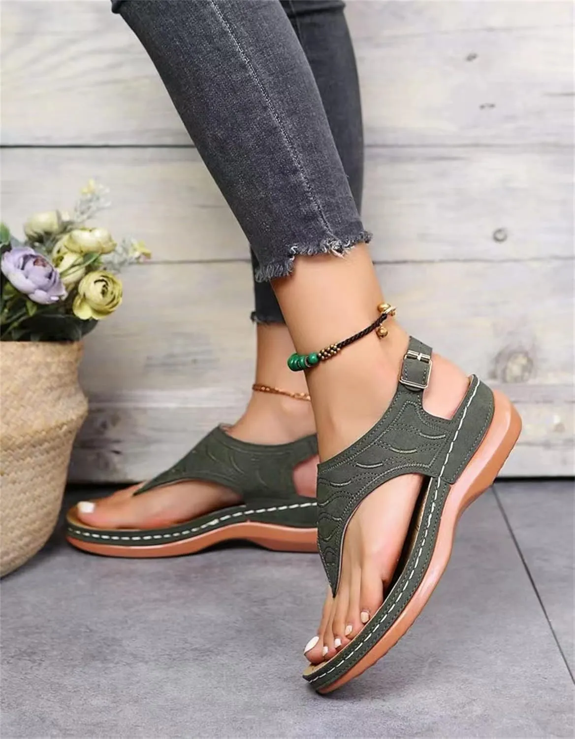 Ladmiple Summer Sandals For Women 2023 Trendy Dressy Orthotic Flip Flops Slip On Orthopedic Slippers with Arch Support