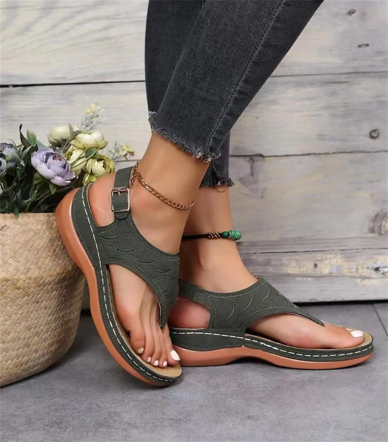 Ladmiple Summer Sandals For Women 2023 Trendy Dressy Orthotic Flip Flops Slip On Orthopedic Slippers with Arch Support