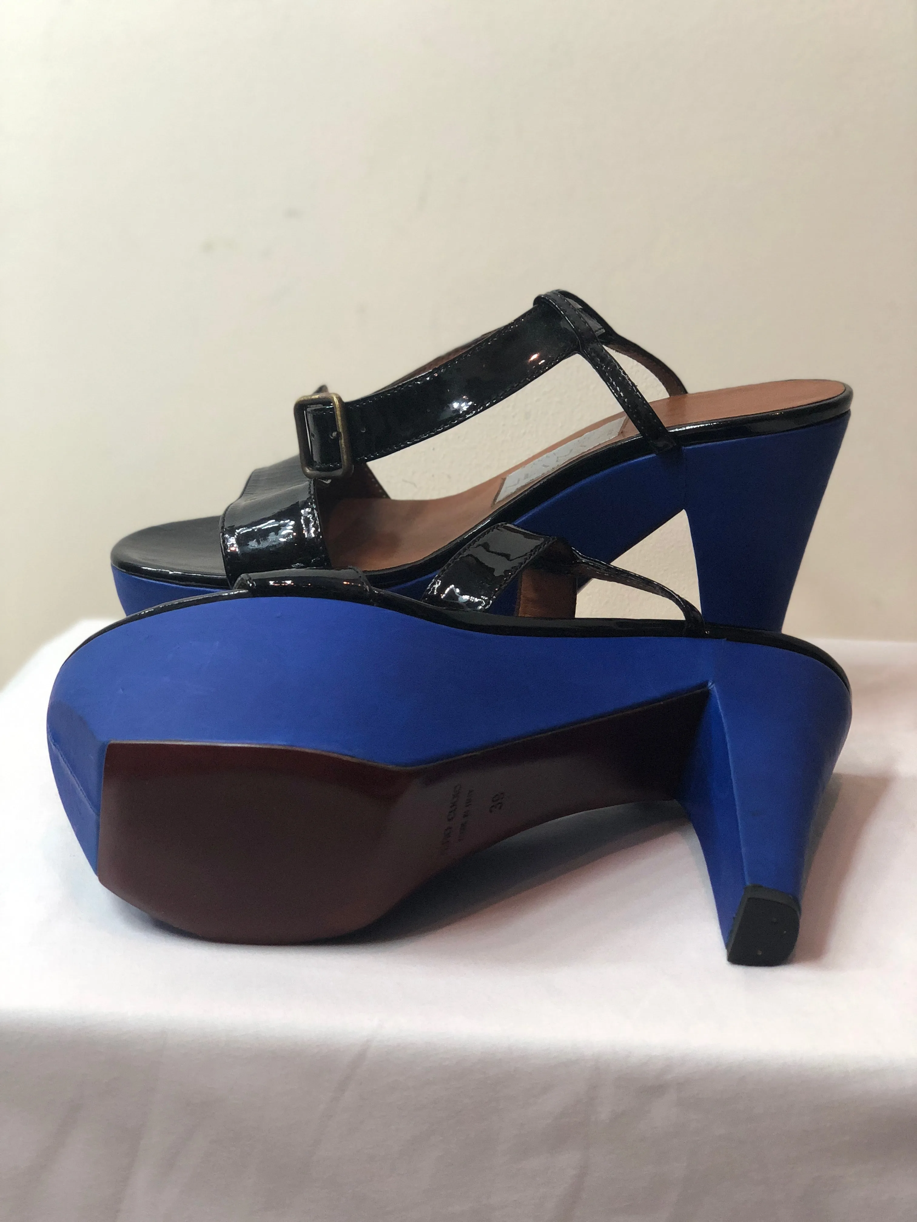 Lanvin Blue and Black Platform Heels