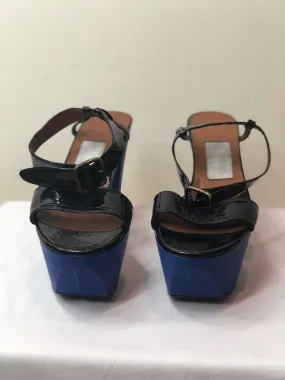 Lanvin Blue and Black Platform Heels