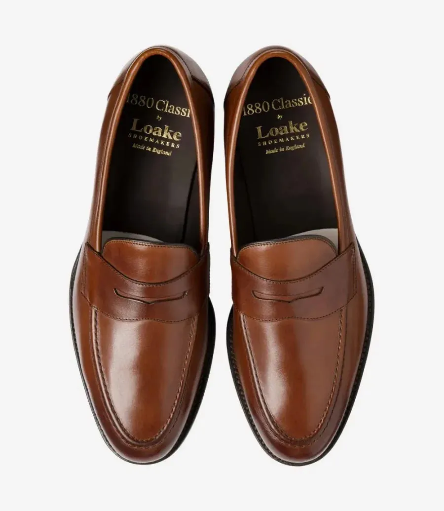 Loake Men's Hornbeam Leather Loafer Shoes Mahogany Brown
