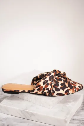 Looking Forward Brown Leopard Flat Mules