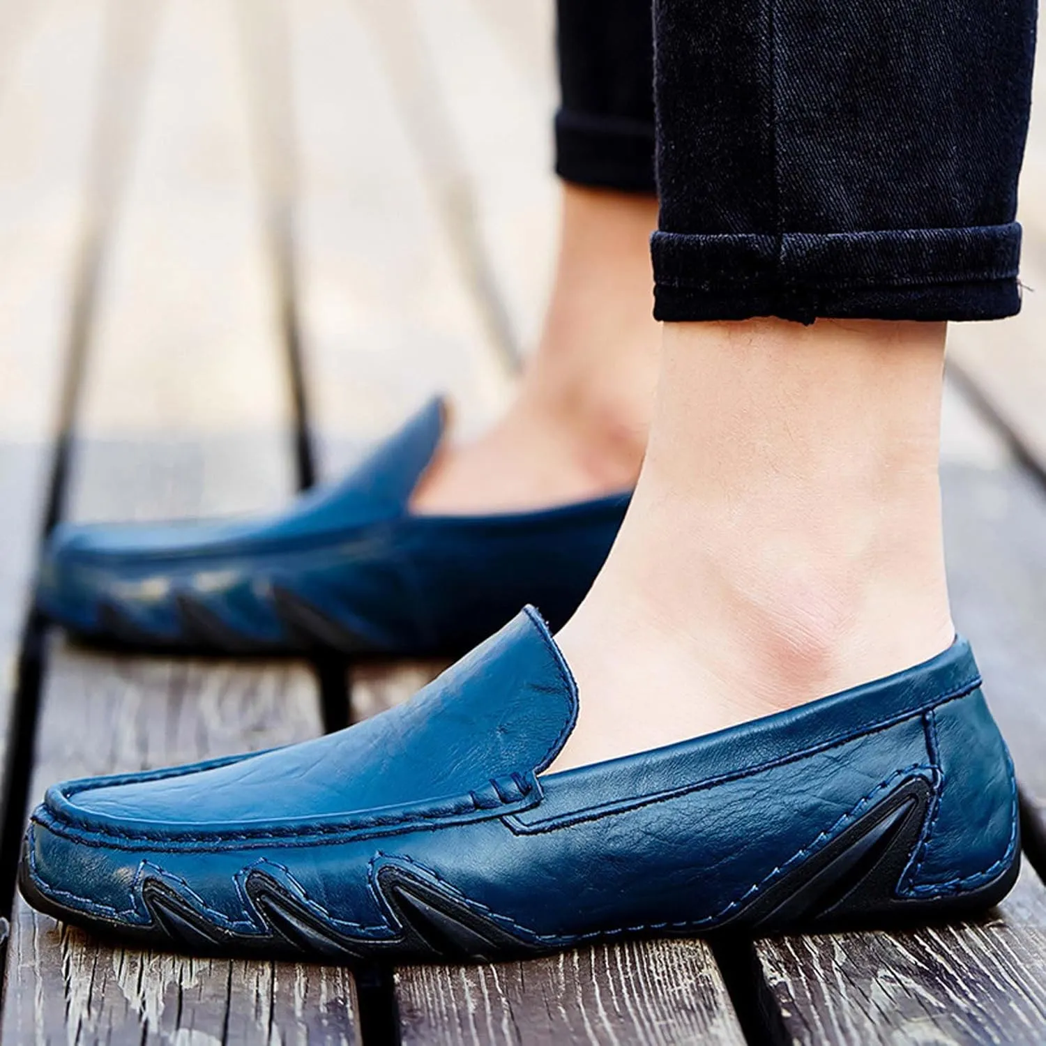 Men's Fashion Penny Loafers,Premium Leather Men's Loafers,Flat Loafers,Walking Shoes,Driving Shoes,Stylish Eight Paw Shape Sole,Upper Old Design,Soft and Lightweight