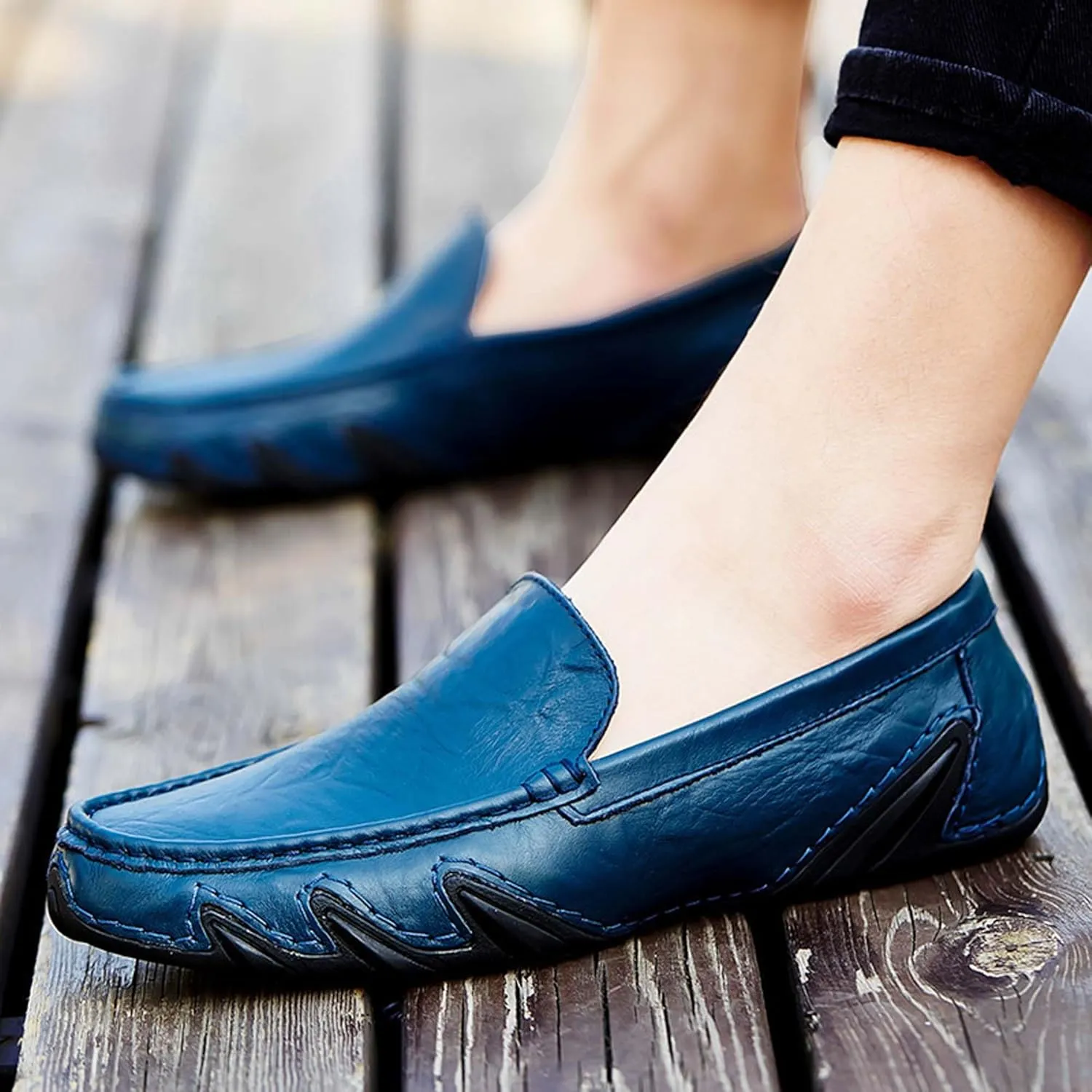 Men's Fashion Penny Loafers,Premium Leather Men's Loafers,Flat Loafers,Walking Shoes,Driving Shoes,Stylish Eight Paw Shape Sole,Upper Old Design,Soft and Lightweight