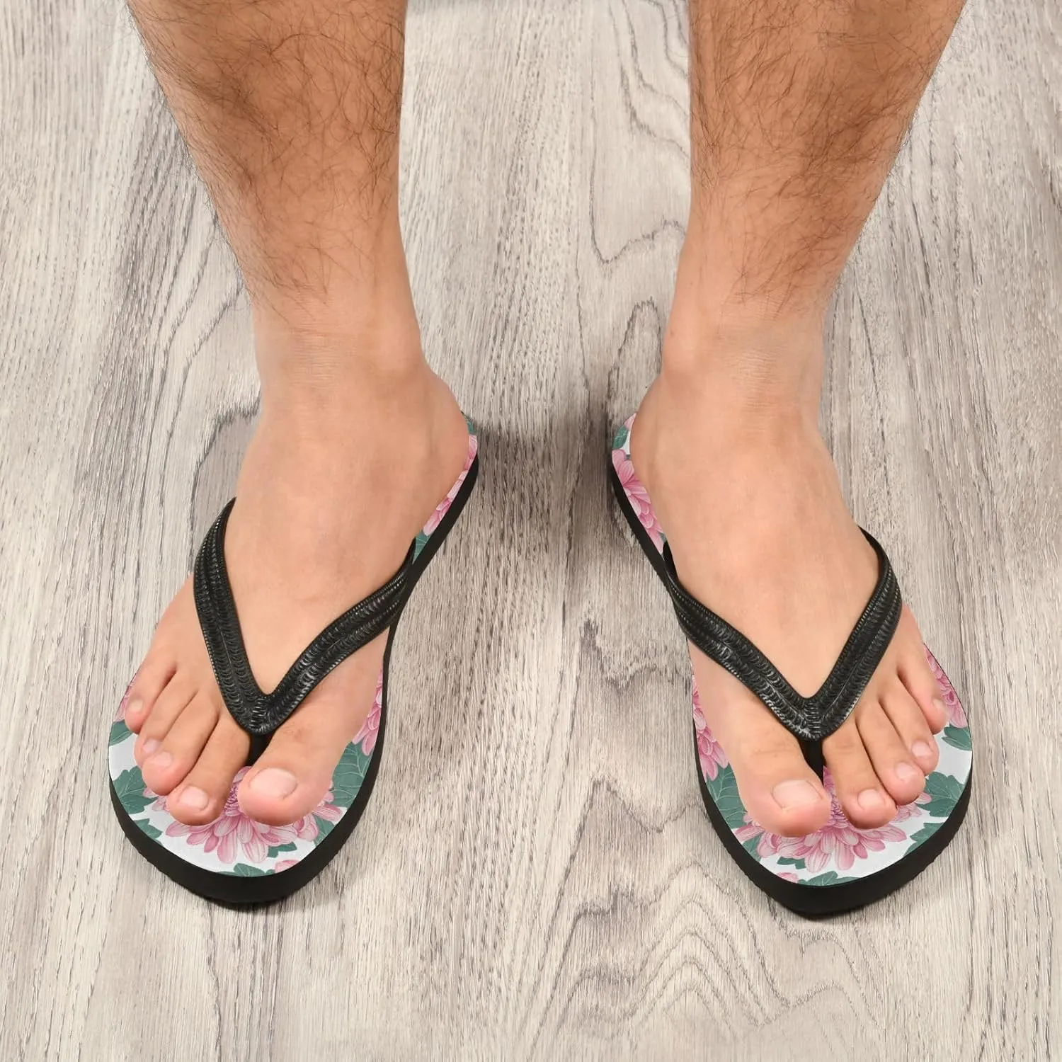 MNSRUU Flip Flops for Women Men Pineapple Flowers Flip Flops Womens Slides Men Sandals Shower Slippers Summer Non-Slip Flipflops for Swim Beach Bathroom, XS