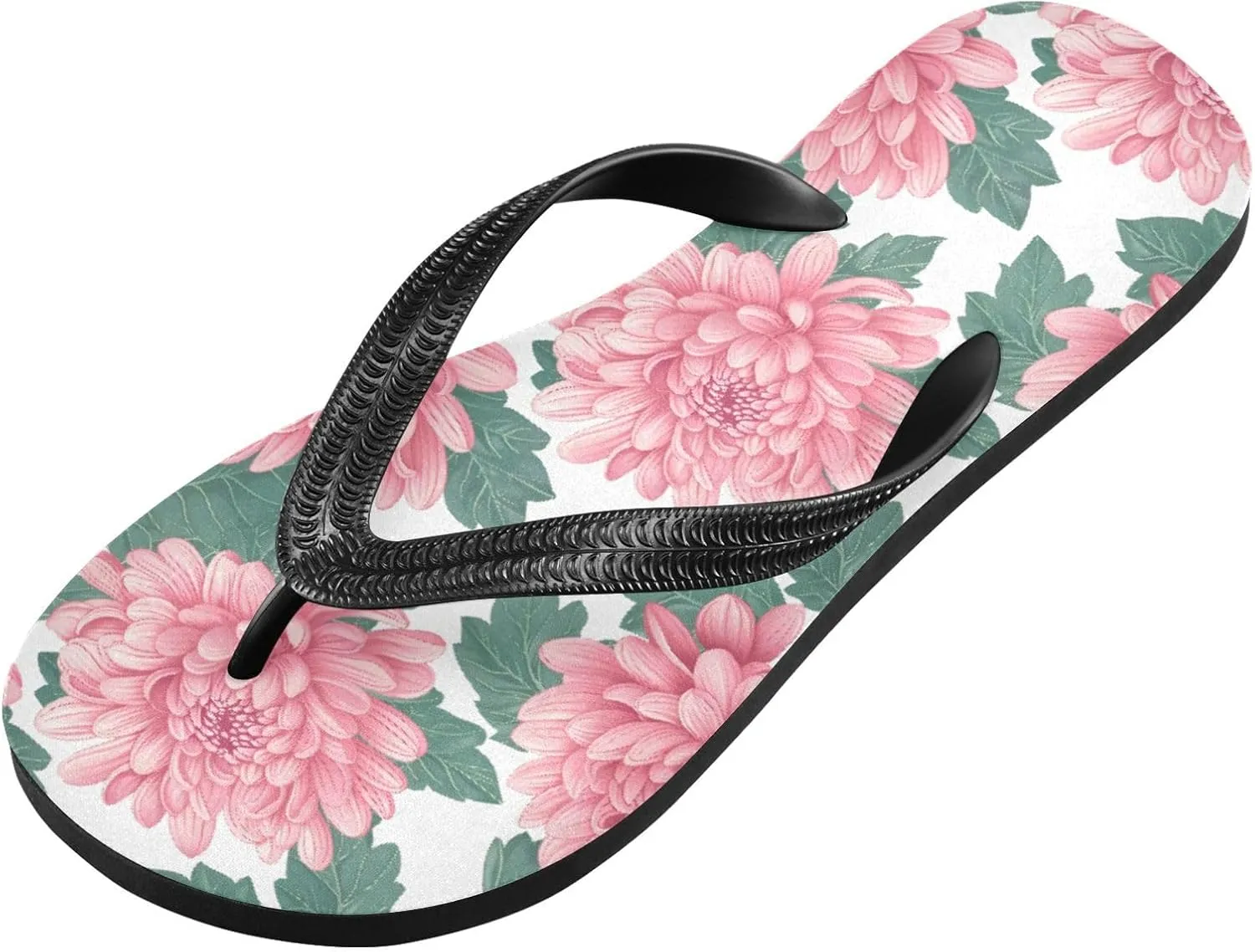 MNSRUU Flip Flops for Women Men Pineapple Flowers Flip Flops Womens Slides Men Sandals Shower Slippers Summer Non-Slip Flipflops for Swim Beach Bathroom, XS