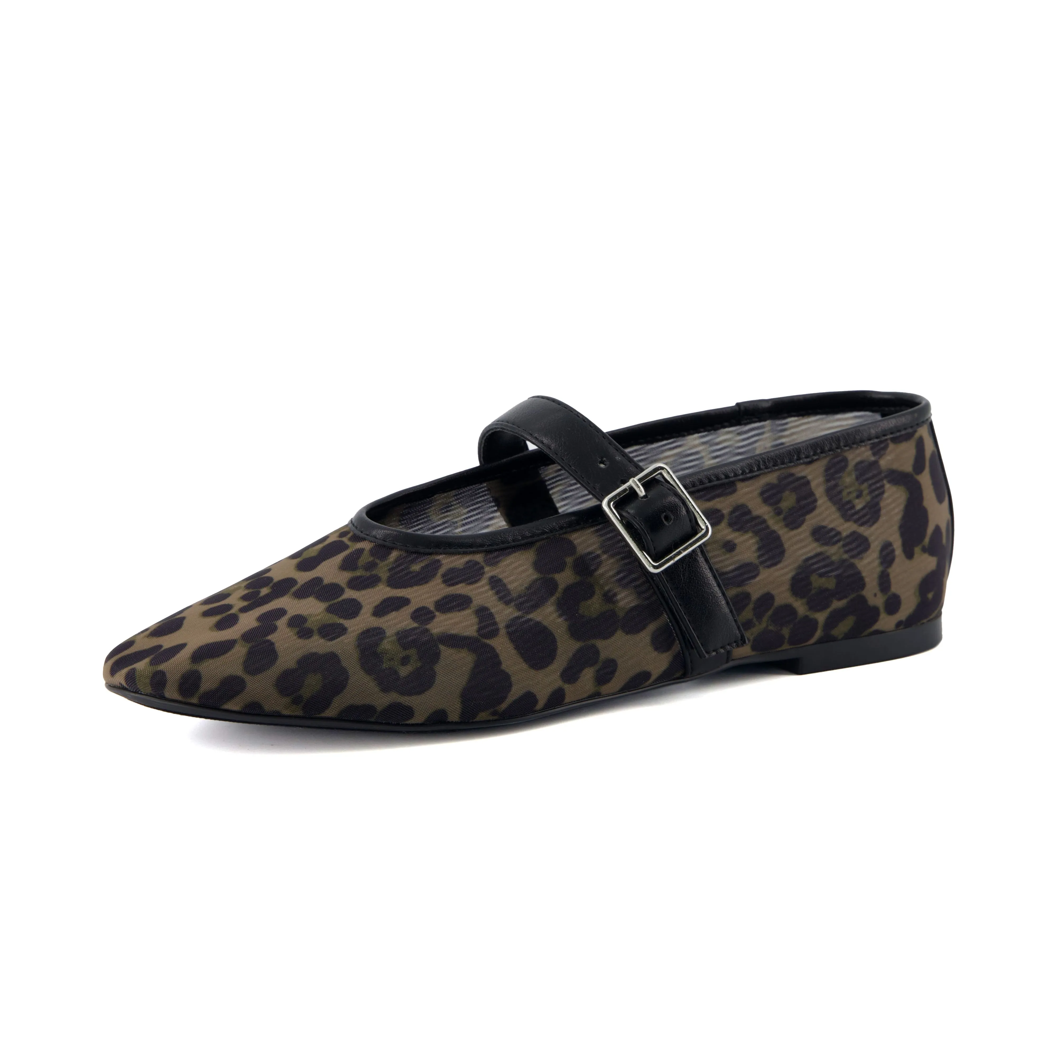 Moma Leopard Print Mary Jane Flat
