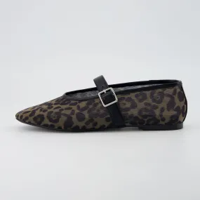 Moma Leopard Print Mary Jane Flat