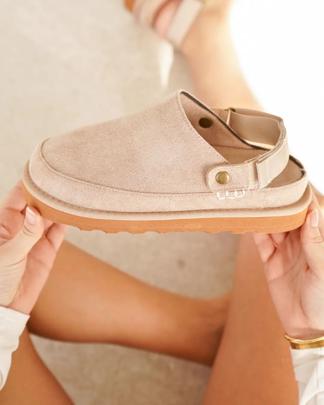 Mules femme compensées beige - Kamila