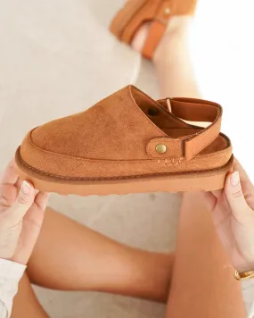 Mules femme compensées camel - Kamila