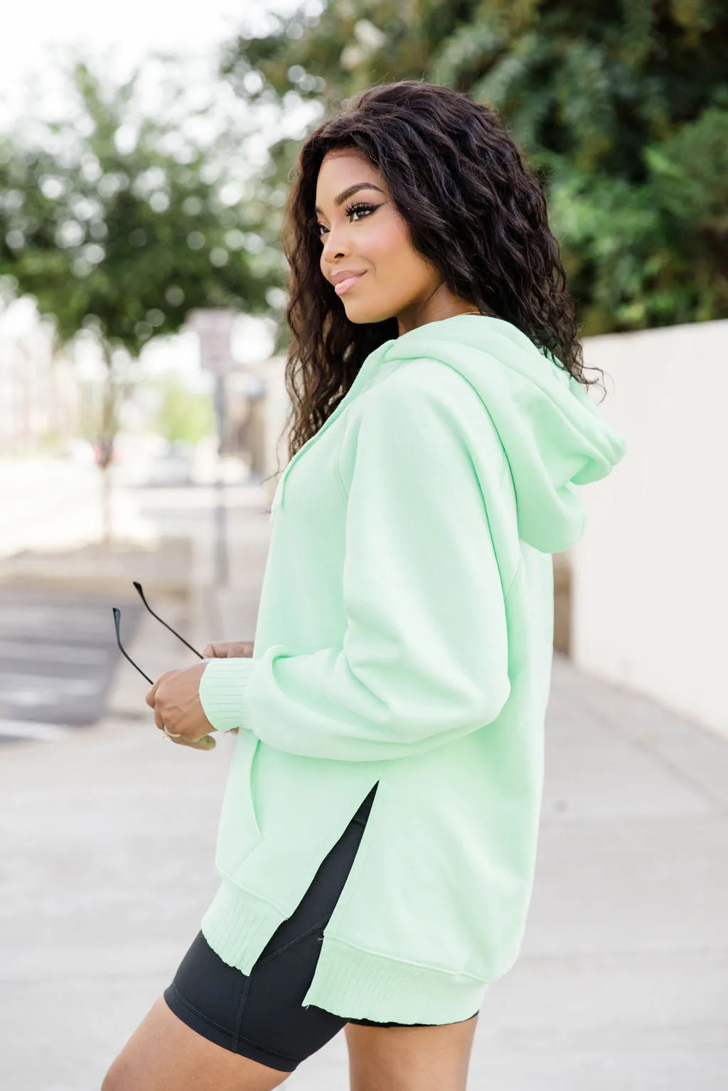 Never Let Go Lime Oversized Split Hem Hoodie FINAL SALE