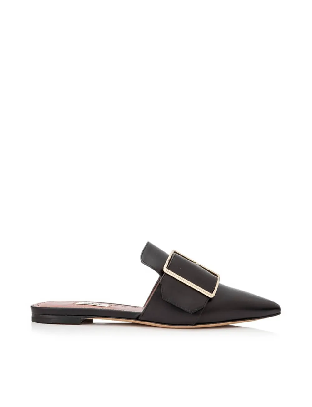NEW Bally Hamelin Women's 6221172 Black Leather Buckled Mules US 7.5 MSRP $630