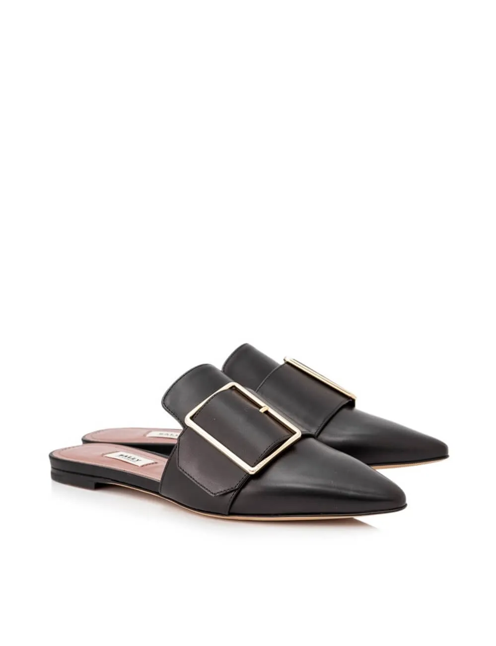 NEW Bally Hamelin Women's 6221172 Black Leather Buckled Mules US 7.5 MSRP $630