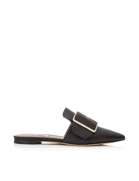 NEW Bally Hamelin Women's 6221172 Black Leather Buckled Mules US 7.5 MSRP $630