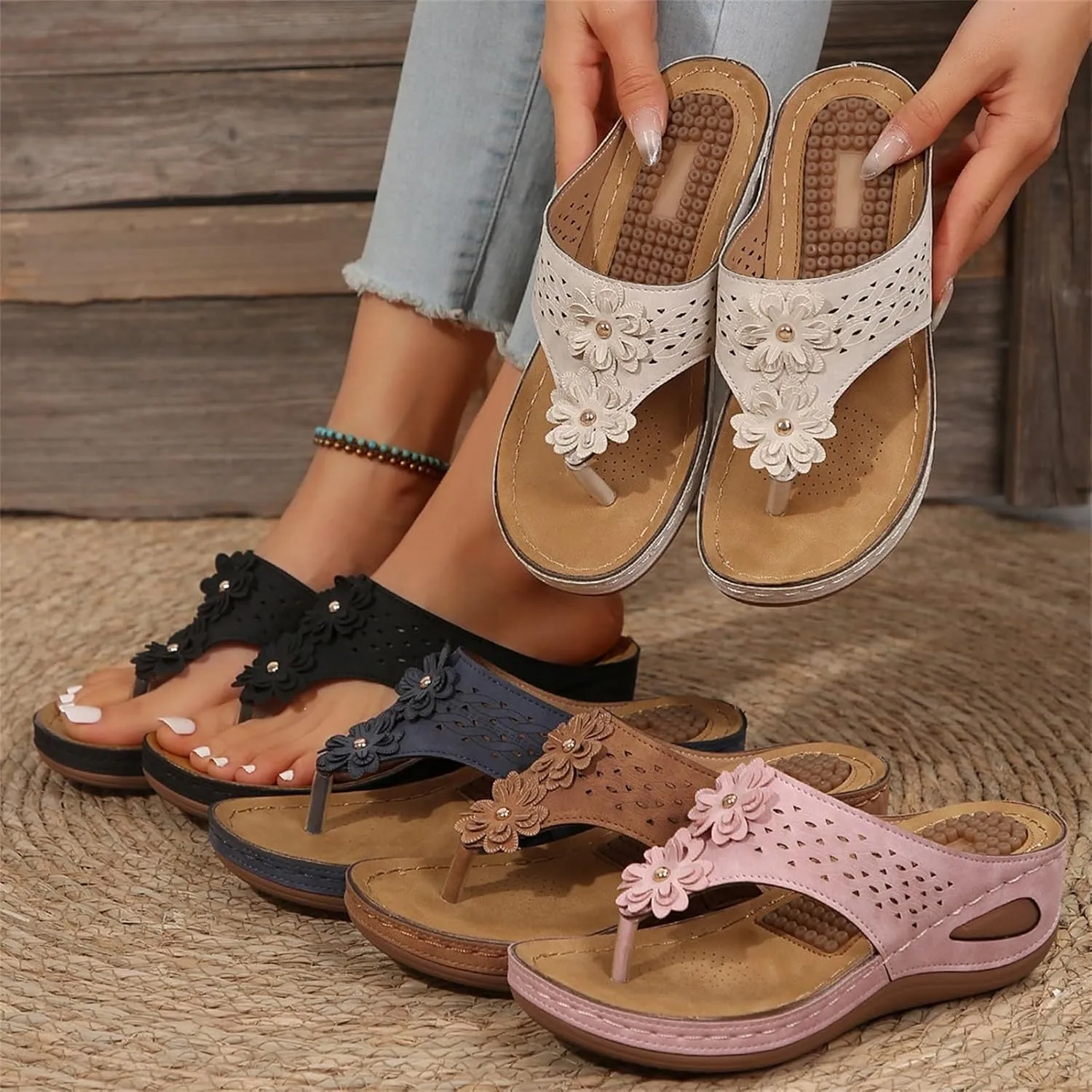 Orthopedic Sandals for Womens 2025 Summer Casual Beach Vacation Shoes Trendy Comfortable Arch Support Sandal,