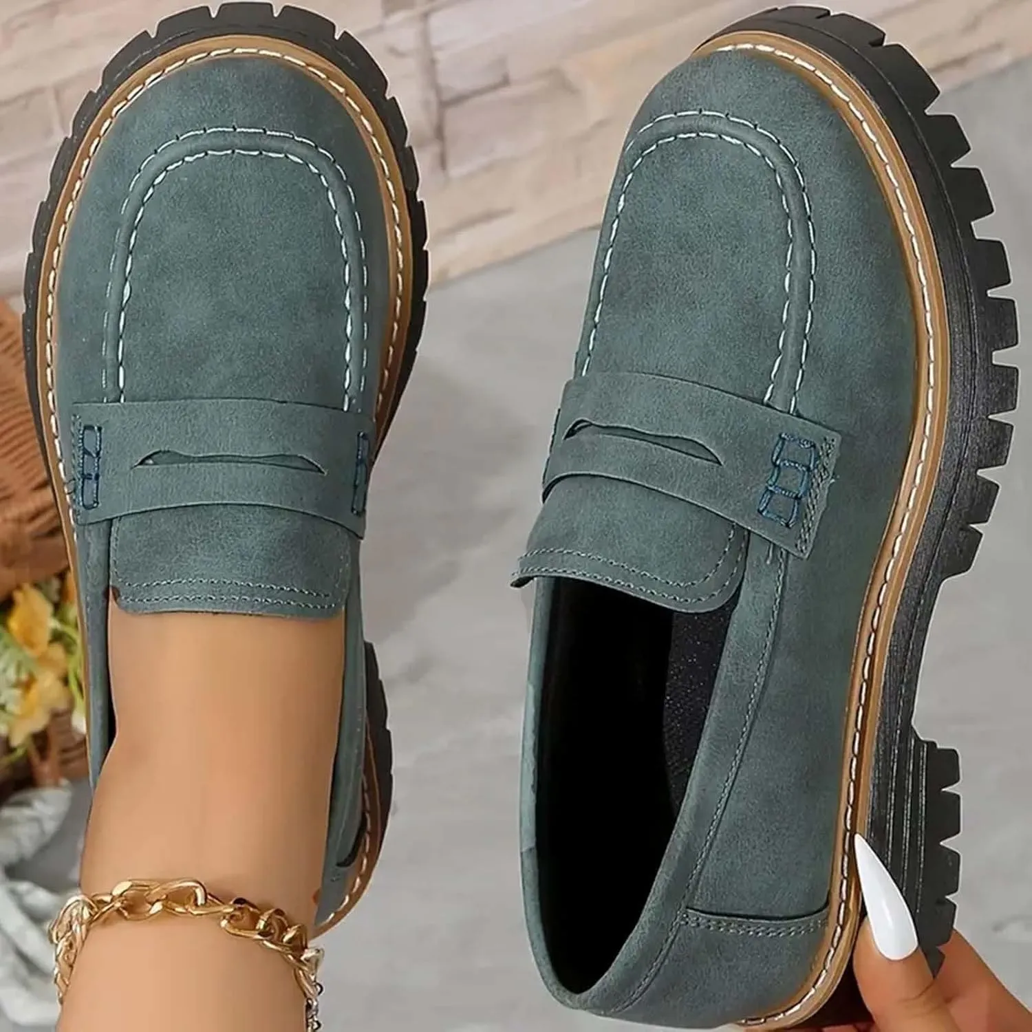 Orthoture-Orthopedic Platform Loafers for Women Casual Comfort Soft Orthoture Shoes Round Toe Flats Walking Shoes