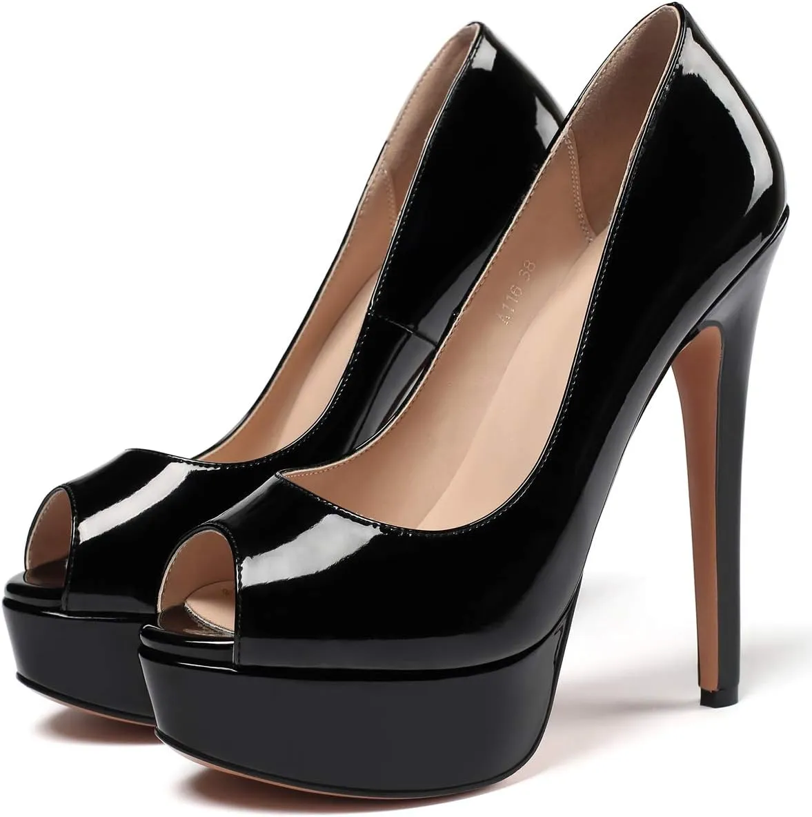 SAMMITOP Women's Peep Toe Pumps 6 Inch Stiletto High Heels Platform Pump Elegant Dress Shoes