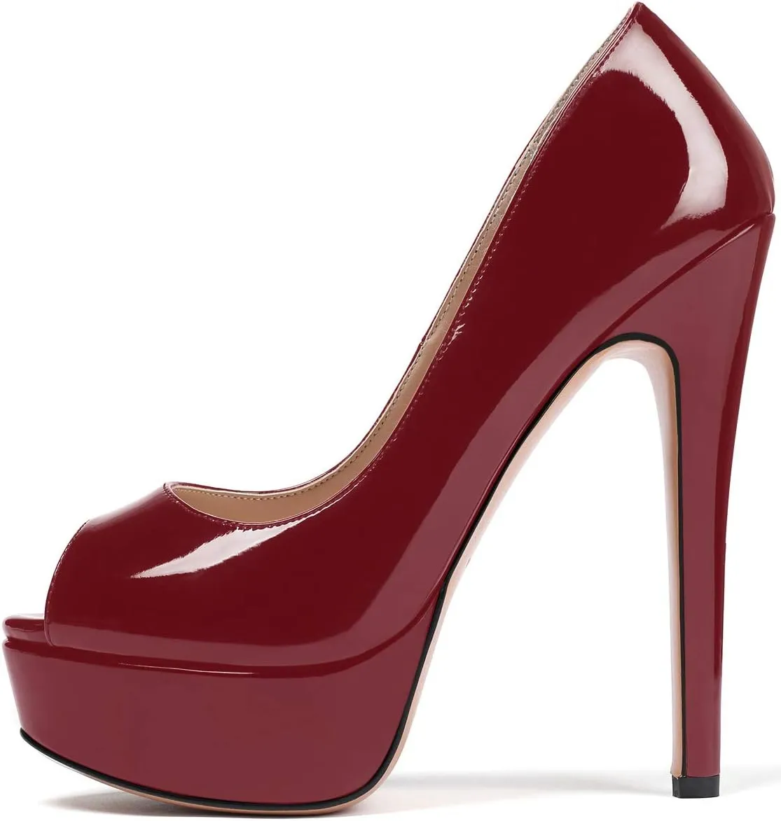 SAMMITOP Women's Peep Toe Pumps 6 Inch Stiletto High Heels Platform Pump Elegant Dress Shoes