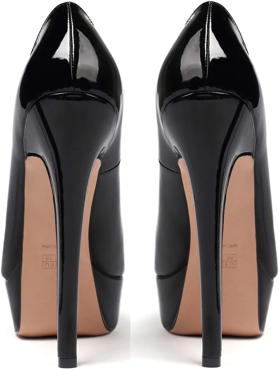SAMMITOP Women's Peep Toe Pumps 6 Inch Stiletto High Heels Platform Pump Elegant Dress Shoes