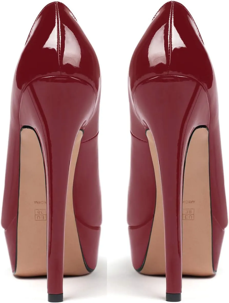 SAMMITOP Women's Peep Toe Pumps 6 Inch Stiletto High Heels Platform Pump Elegant Dress Shoes