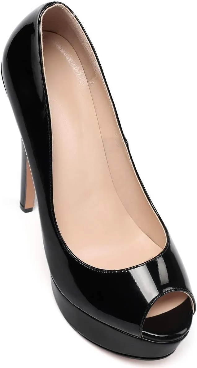 SAMMITOP Women's Peep Toe Pumps 6 Inch Stiletto High Heels Platform Pump Elegant Dress Shoes