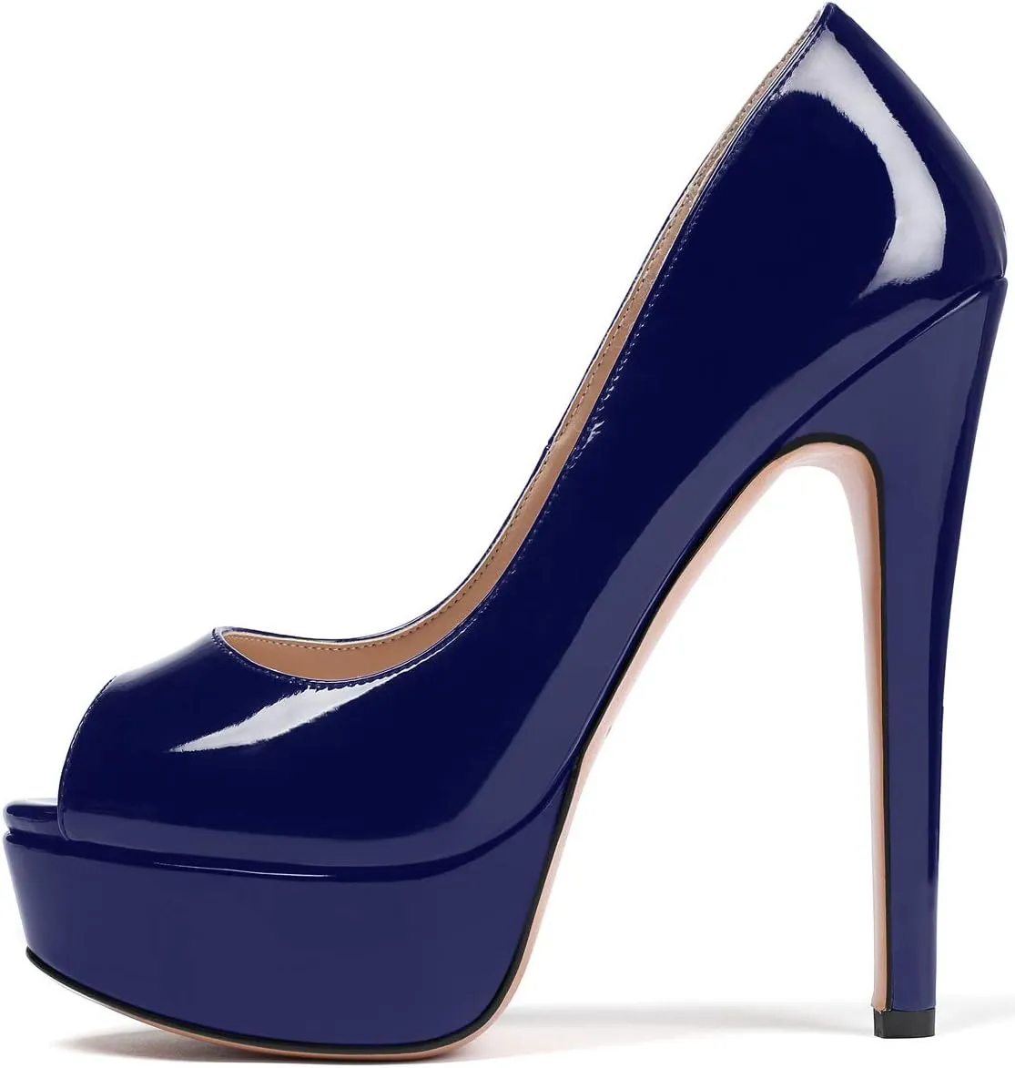 SAMMITOP Women's Peep Toe Pumps 6 Inch Stiletto High Heels Platform Pump Elegant Dress Shoes