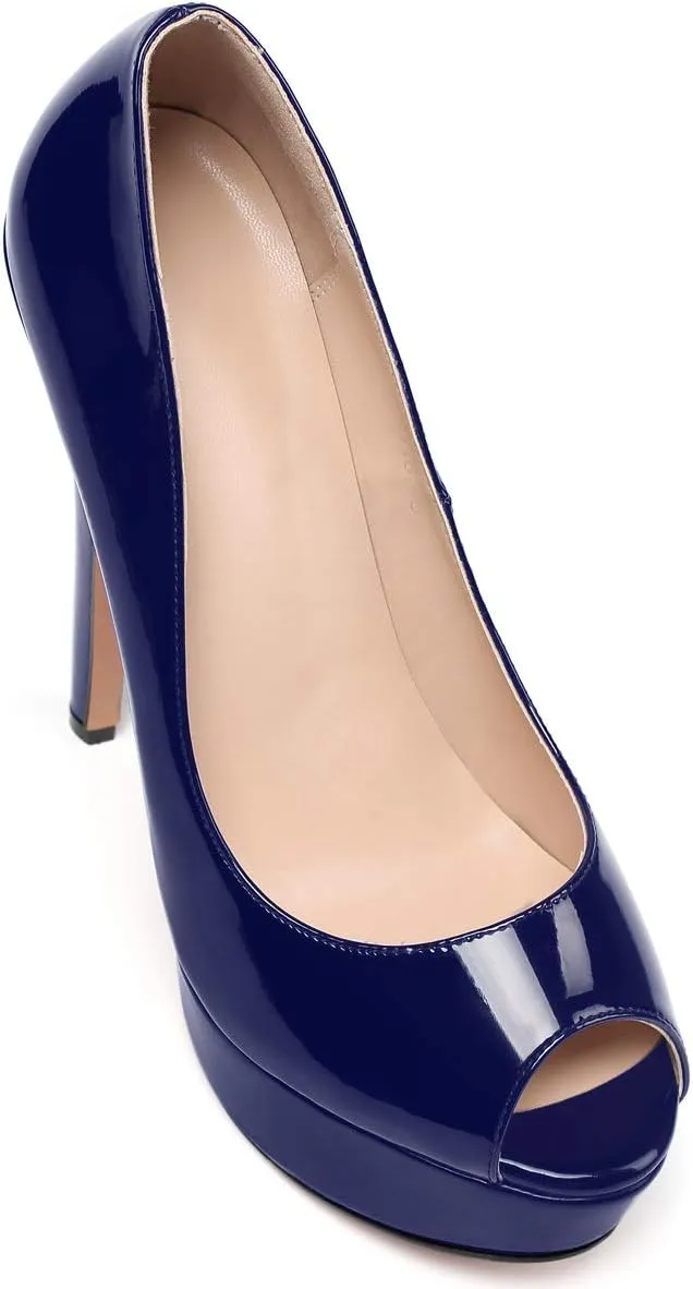SAMMITOP Women's Peep Toe Pumps 6 Inch Stiletto High Heels Platform Pump Elegant Dress Shoes