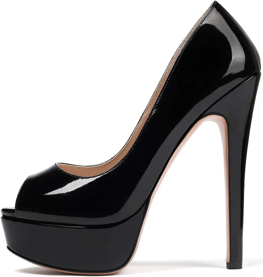 SAMMITOP Women's Peep Toe Pumps 6 Inch Stiletto High Heels Platform Pump Elegant Dress Shoes
